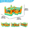 Adventure Kingdom obstacle course dimensions 422cm by 400cm by 230cm with front back and side views