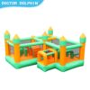 Adventure Kingdom obstacle course bounce house with two connected bouncing areas and castle towers in Portland OR
