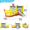Pirate ship bounce house dimensions 360cm by 280cm by 220cm with front back and side views