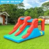 Speedway double slide bounce house rental with two racing slides set up on grass in Sherwood Oregon