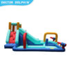 Aqua Arena Double Slider inflatable water park side view showing slide climbing wall and splash pool - water slide rental Portland Oregon