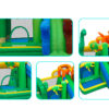 Dino Kingdom bouncer detail views showing slide climbing wall mesh netting and dinosaur decorations - bounce house rental Portland