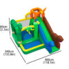 Dino Kingdom bounce house with slide dimensions 340cm long 300cm wide 260cm tall - inflatable rental size reference