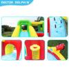 Splash Park Double Slider closeup details of dual slides climbing grips tunnel and water spray nozzle - inflatable water slide rental