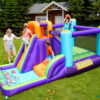 Children bouncing and sliding on Summit Climber inflatable combo with enclosed jump area - bounce house rental Portland Oregon