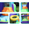 Summit Climber bouncer detail views showing climbing wall slide ball pit area and basketball hoop - inflatable rental Portland